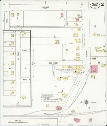 Sanborn Fire Insurance Map from Murray, Salt Lake County, Utah (1911), Sheet #0002 - Complete Map Set gallery image, historic Sanborn map, vintage wall art, Utah Utah