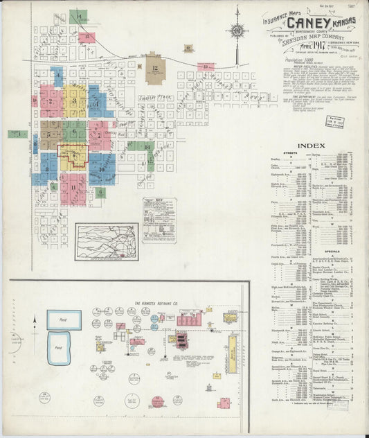 Sanborn Fire Insurance Map from Caney, Montgomery County, Kansas (1917), Sheet #0001 - Historic Sanborn Fire Insurance Map Print, vintage old map wall art, antique decor, genealogy gift, Kansas Kansas map