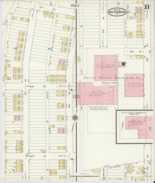 Sanborn Fire Insurance Map from New Kensington, Westmoreland County, Pennsylvania (1915), Sheet #0011 - Historic Sanborn Fire Insurance Map Print, vintage old map wall art, antique decor, genealogy gift, Pennsylvania Pennsylvania map
