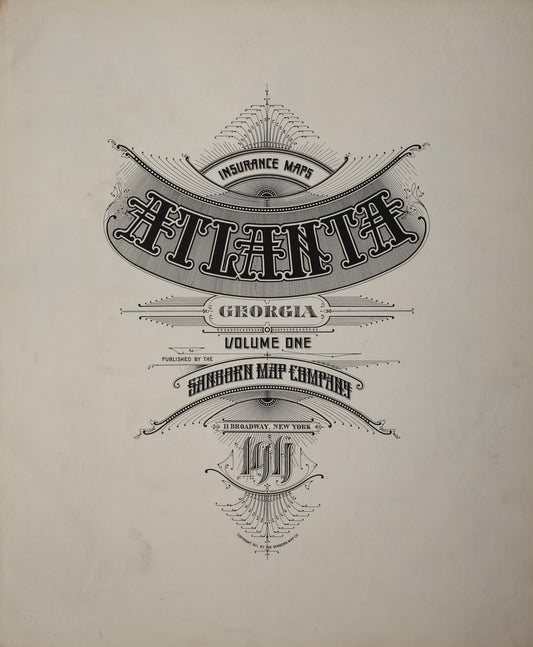 Sanborn Fire Insurance Map from Atlanta, Fulton  County, Georgia (1911), Sheet #0001 - Historic Sanborn Fire Insurance Map Print, vintage old map wall art, antique decor, genealogy gift, Georgia Georgia map