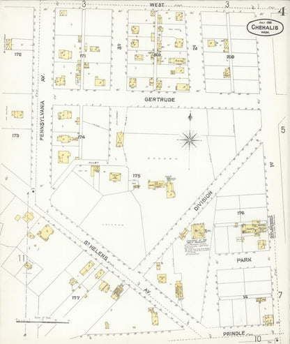 Sanborn Fire Insurance Map from Chehalis, Lewis County, Washington (1896), Sheet #0004 - Complete Map Set gallery image, historic Sanborn map, vintage wall art, Washington Washington