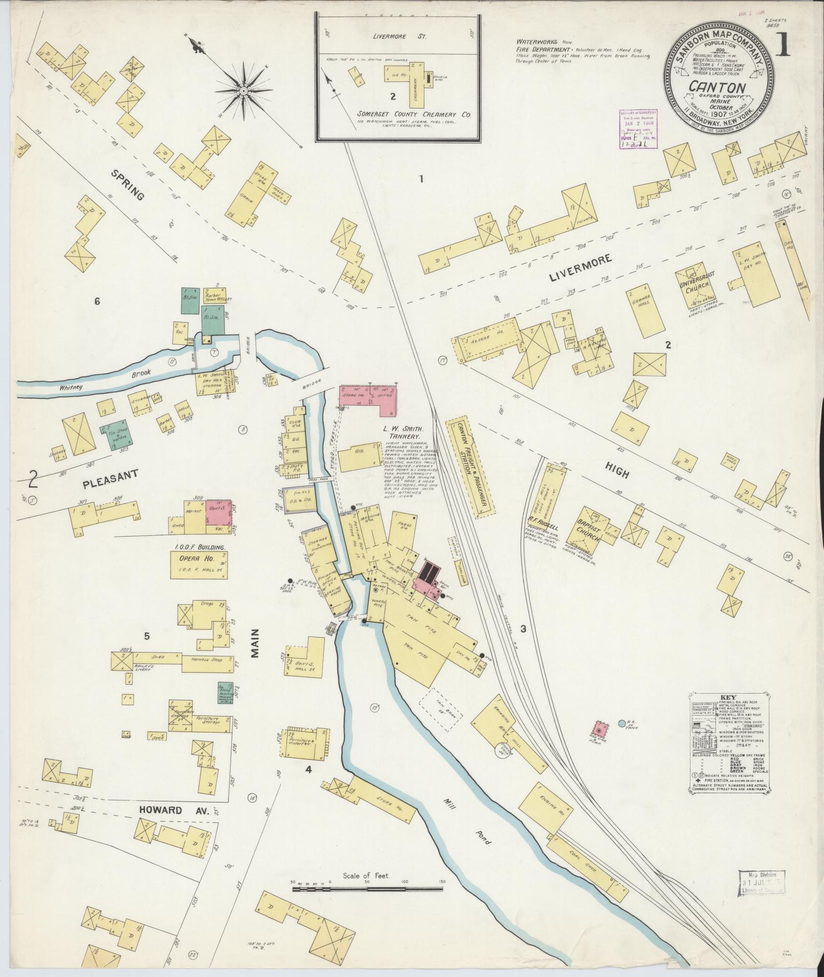 Sanborn Fire Insurance Map from Canton, Oxford County, Maine. (1907) – Historic Sanborn Fire Insurance Map Print
