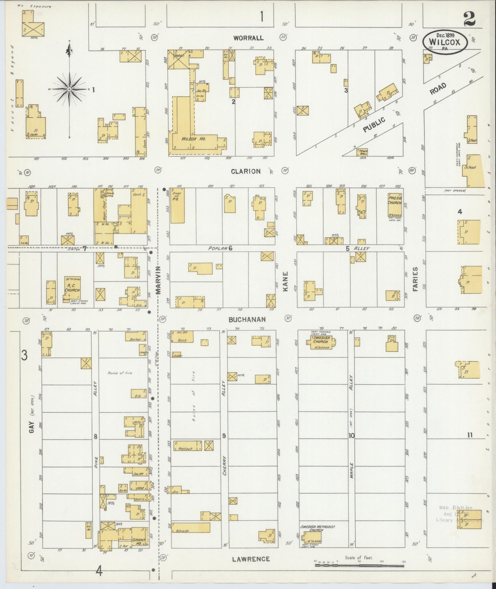 Sanborn Fire Insurance Map from Wilcox, Elk County, Pennsylvania (1900), Sheet #0002 - Complete Map Set gallery image, historic Sanborn map, vintage wall art, Pennsylvania Pennsylvania