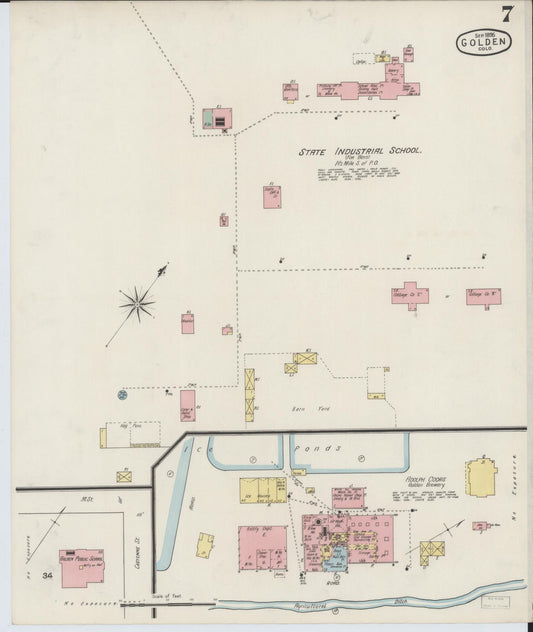 Sanborn Fire Insurance Map from Golden, Jefferson County, Colorado (1895), Sheet #0007 - Historic Sanborn Fire Insurance Map Print, vintage old map wall art, antique decor, genealogy gift, Colorado Colorado map
