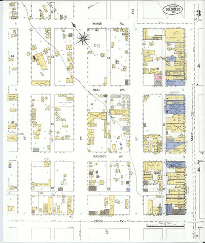 Sanborn Fire Insurance Map from Goldfield, Esmeralda County, Nevada (1909), Sheet #0003 - Complete Map Set gallery image, historic Sanborn map, vintage wall art, Nevada Nevada
