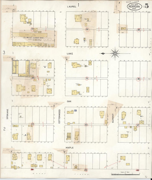 Sanborn Fire Insurance Map from Reardan, Lincoln County, Washington (1930), Sheet #0005 - Historic Sanborn Fire Insurance Map Print, vintage old map wall art, antique decor, genealogy gift, Washington Washington map