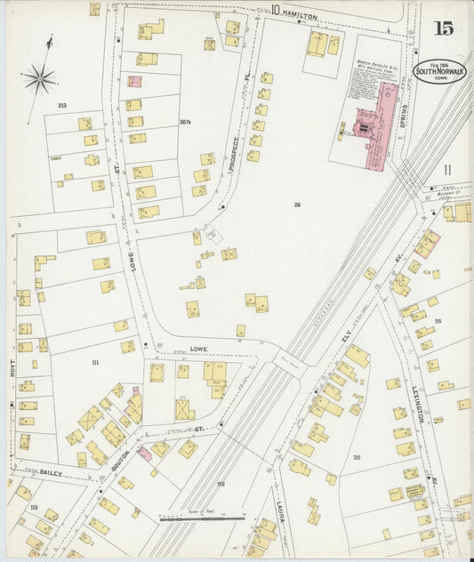 Sanborn Fire Insurance Map from South Norwalk, Fairfield County, Connecticut (1906), Sheet #0015 - Historic Sanborn Fire Insurance Map Print, vintage old map wall art, antique decor, genealogy gift, Connecticut Connecticut map