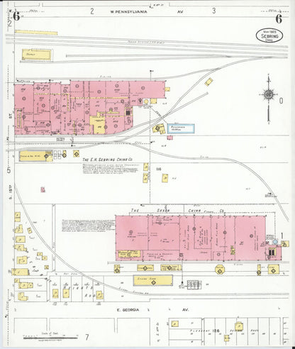 Sanborn Fire Insurance Map from Sebring, Mahoning County, Ohio (1923), Sheet #0006 - Historic Sanborn Fire Insurance Map Print, vintage old map wall art, antique decor, genealogy gift, Ohio Ohio map