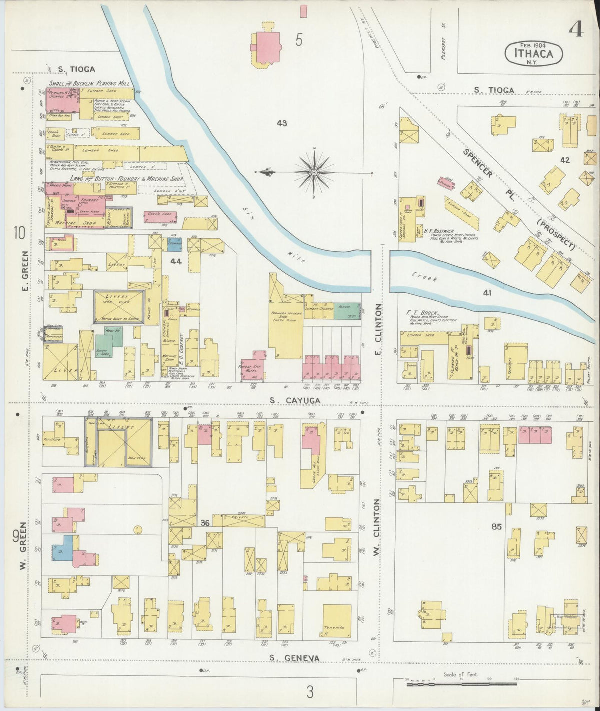 Sanborn Fire Insurance Map from Ithaca, Tompkins County, New York (1904), Sheet #0004 - Complete Map Set gallery image, historic Sanborn map, vintage wall art, New York New York