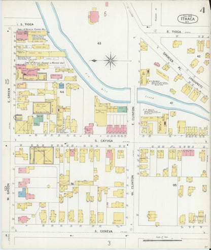 Sanborn Fire Insurance Map from Ithaca, Tompkins County, New York (1904), Sheet #0004 - Complete Map Set gallery image, historic Sanborn map, vintage wall art, New York New York