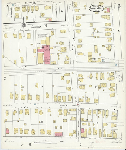 Sanborn Fire Insurance Map from Seneca Falls, Seneca County, New York (1916), Sheet #0003 - Historic Sanborn Fire Insurance Map Print, vintage old map wall art, antique decor, genealogy gift, New York New York map