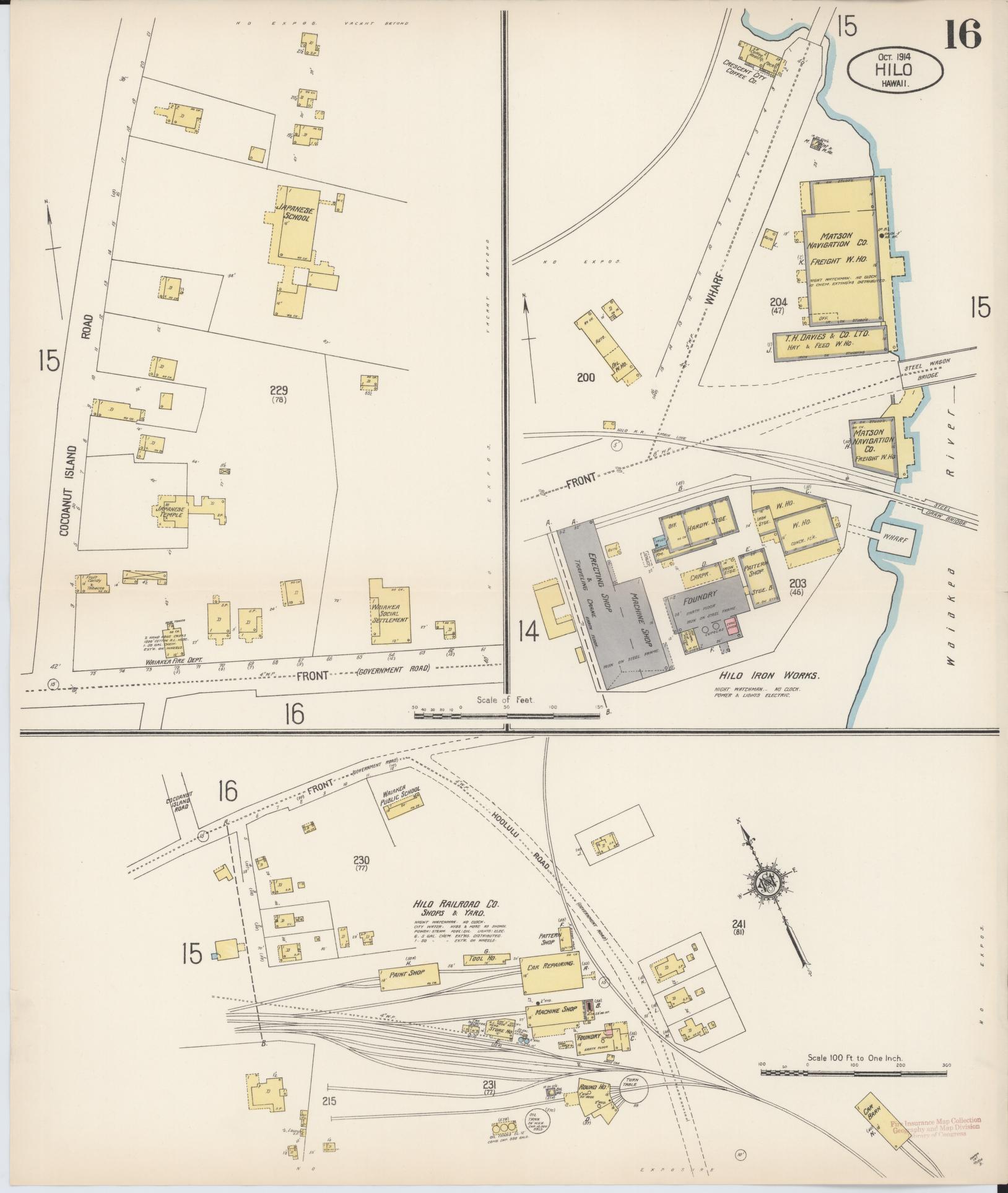 Sanborn Fire Insurance Map from Hilo, Hawaii County, Hawaii (1914), Sheet #0016 - Historic Sanborn Fire Insurance Map Print