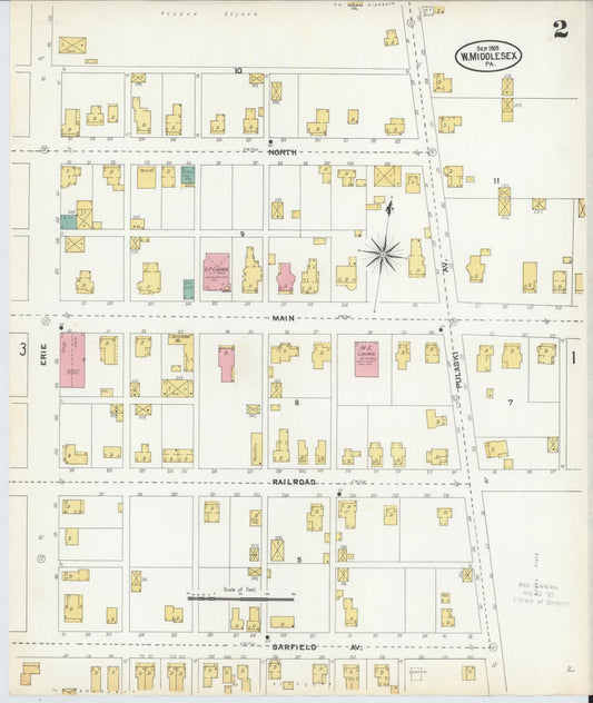 Sanborn Fire Insurance Map from West Middlesex, Mercer County, Pennsylvania (1905), Sheet #0002 - Historic Sanborn Fire Insurance Map Print, vintage old map wall art, antique decor, genealogy gift, Pennsylvania Pennsylvania map
