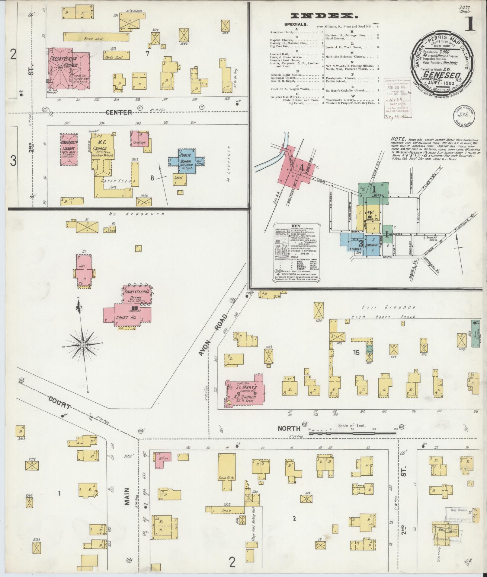 Sanborn Fire Insurance Map from Geneseo, Livingston County, New York. (1900) – Historic Sanborn Fire Insurance Map Print