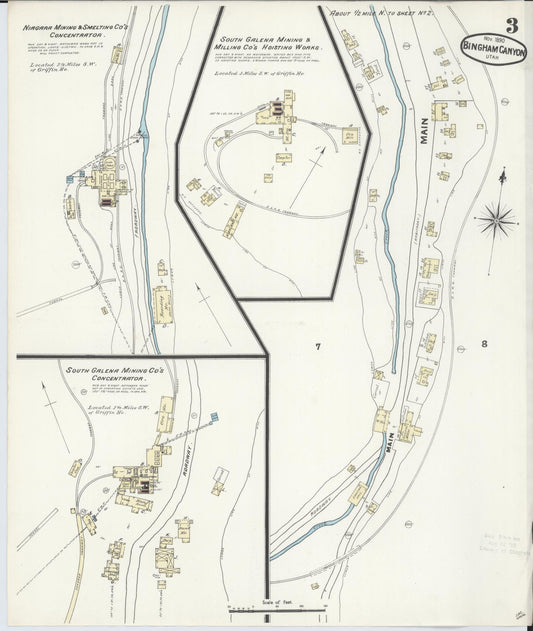 Sanborn Fire Insurance Map from Bingham Canyon, Salt Lake County, Utah (1890), Sheet #0003 - Historic Sanborn Fire Insurance Map Print, vintage old map wall art, antique decor, genealogy gift, Utah Utah map