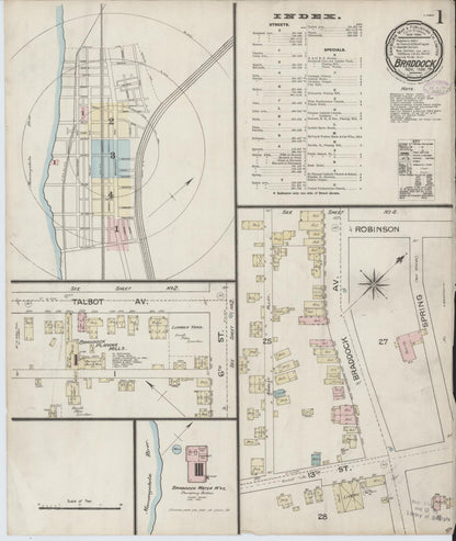 Sanborn Fire Insurance Map from Braddock, Allegheny County, Pennsylvania (1886), Sheet #0001 - Complete Map Set gallery image, historic Sanborn map, vintage wall art, Pennsylvania Pennsylvania