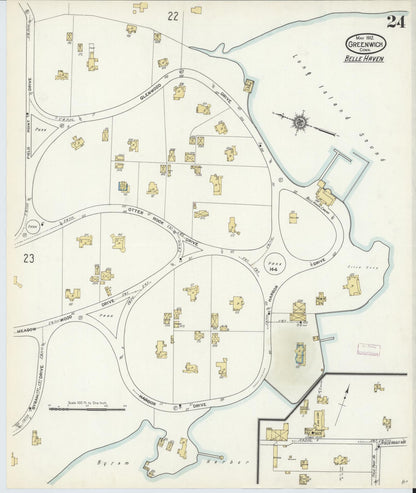 Sanborn Fire Insurance Map from Greenwich, Fairfield County, Connecticut (1912), Sheet #0024 - Complete Map Set gallery image, historic Sanborn map, vintage wall art, Connecticut Connecticut