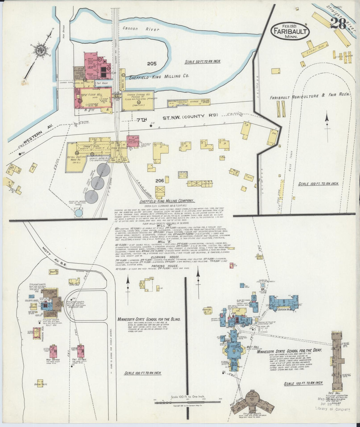 Sanborn Fire Insurance Map from Faribault, Rice County, Minnesota (1921), Sheet #0028 - Complete Map Set gallery image, historic Sanborn map, vintage wall art, Minnesota Minnesota