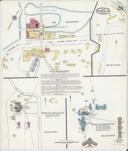 Sanborn Fire Insurance Map from Faribault, Rice County, Minnesota (1921), Sheet #0028 - Complete Map Set gallery image, historic Sanborn map, vintage wall art, Minnesota Minnesota