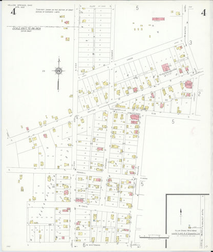 Sanborn Fire Insurance Map from Yellow Springs, Greene County, Ohio (1937), Sheet #0004 - Historic Sanborn Fire Insurance Map Print, vintage old map wall art, antique decor, genealogy gift, Ohio Ohio map