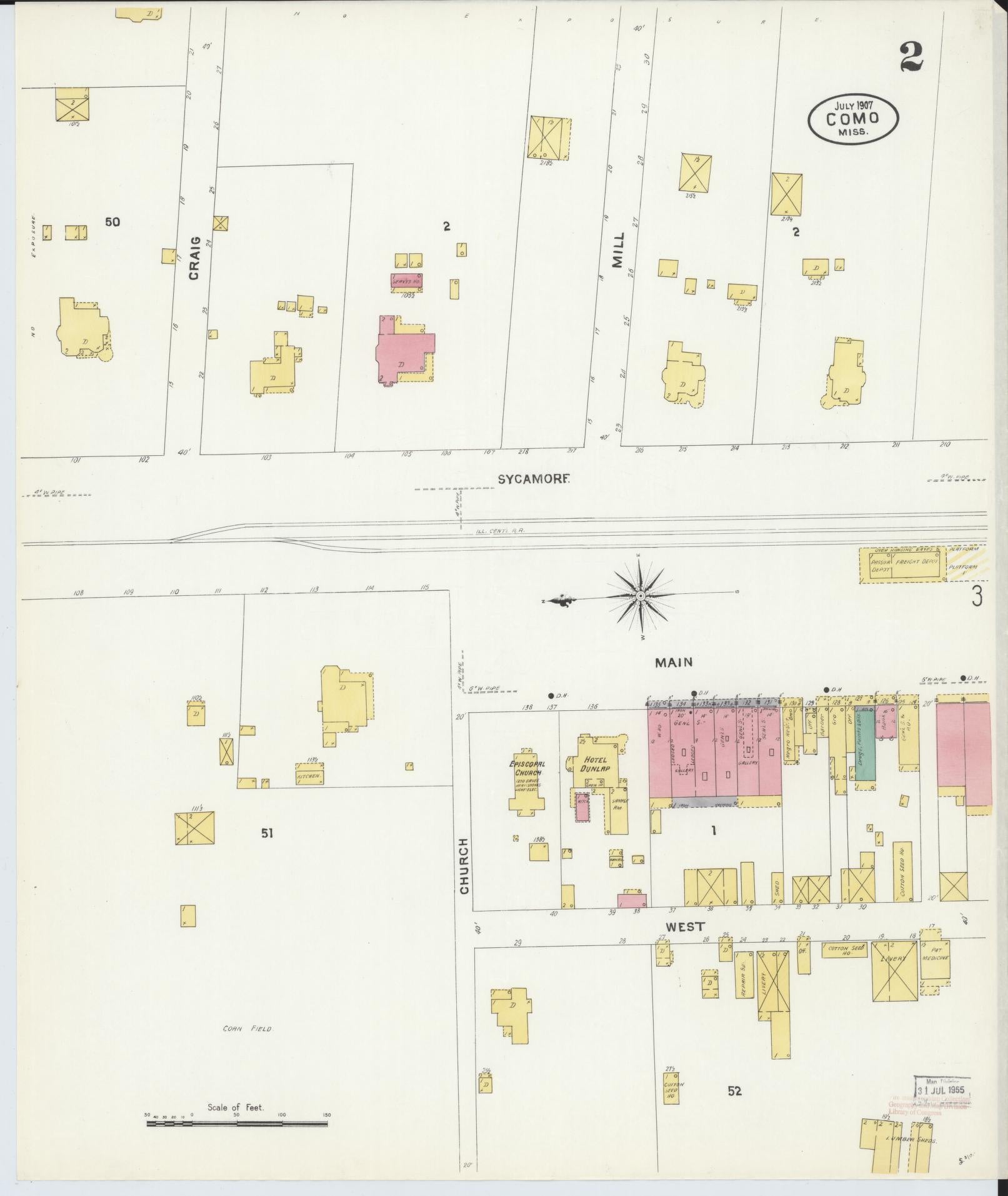 Sanborn Fire Insurance Map from Como, Panola County, Mississippi (1907), Sheet #0002 - Complete Map Set gallery image, historic Sanborn map, vintage wall art, Mississippi Mississippi