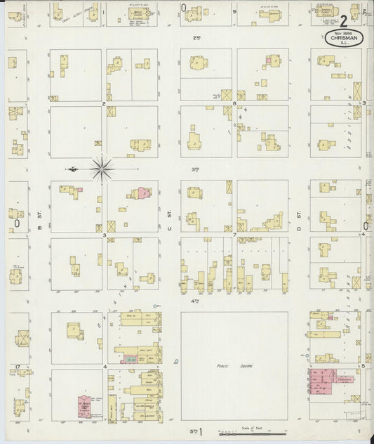 Sanborn Fire Insurance Map from Chrisman, Edgar County, Illinois (1898), Sheet #0002 - Historic Sanborn Fire Insurance Map Print, vintage old map wall art, antique decor, genealogy gift, Illinois Illinois map
