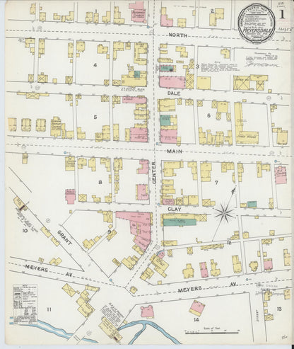 Sanborn Fire Insurance Map from Meyersdale, Somerset County, Pennsylvania (1892), Sheet #0001 - Complete Map Set gallery image, historic Sanborn map, vintage wall art, Pennsylvania Pennsylvania