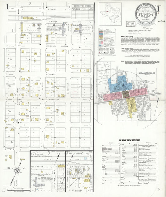 Sanborn Fire Insurance Map from Stanton, Martin County, Texas (1935), Sheet #0001 - Complete Map Set gallery image, historic Sanborn map, vintage wall art, Texas Texas