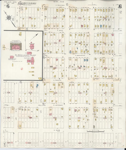 Sanborn Fire Insurance Map from New Ulm, Brown County, Minnesota (1946), Sheet #0006 - Historic Sanborn Fire Insurance Map Print, vintage old map wall art, antique decor, genealogy gift, Minnesota Minnesota map