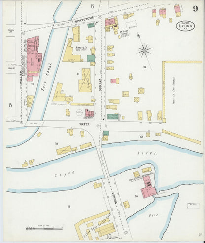 Sanborn Fire Insurance Map from Lyons, Wayne County, New York (1899), Sheet #0009 - Complete Map Set gallery image, historic Sanborn map, vintage wall art, New York New York