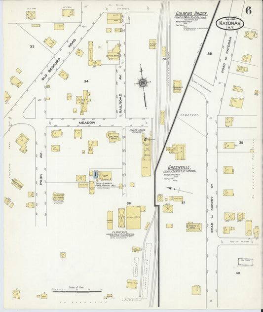 Sanborn Fire Insurance Map from Katonah, Westchester County, New York (1910), Sheet #0006 - Historic Sanborn Fire Insurance Map Print, vintage old map wall art, antique decor, genealogy gift, New York New York map