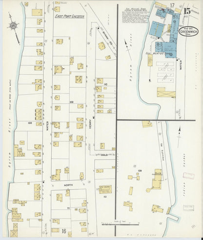 Sanborn Fire Insurance Map from Greenwich, Fairfield County, Connecticut (1912), Sheet #0015 - Complete Map Set gallery image, historic Sanborn map, vintage wall art, Connecticut Connecticut