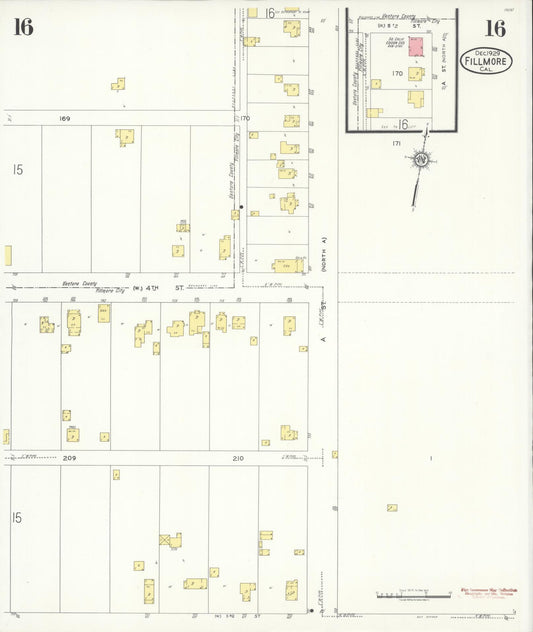Sanborn Fire Insurance Map from Fillmore, Ventura County, California (1929), Sheet #0016 - Historic Sanborn Fire Insurance Map Print, vintage old map wall art, antique decor, genealogy gift, California California map