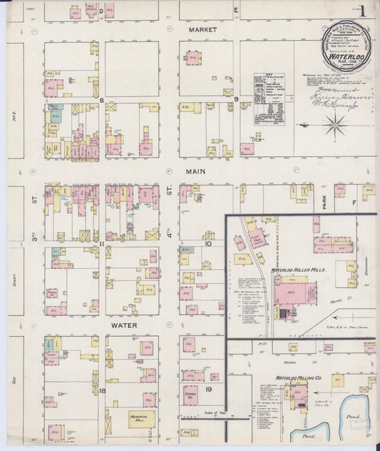 Sanborn Fire Insurance Map from Waterloo, Monroe County, Illinois (1888), Sheet #0001 - Complete Map Set gallery image, historic Sanborn map, vintage wall art, Illinois Illinois