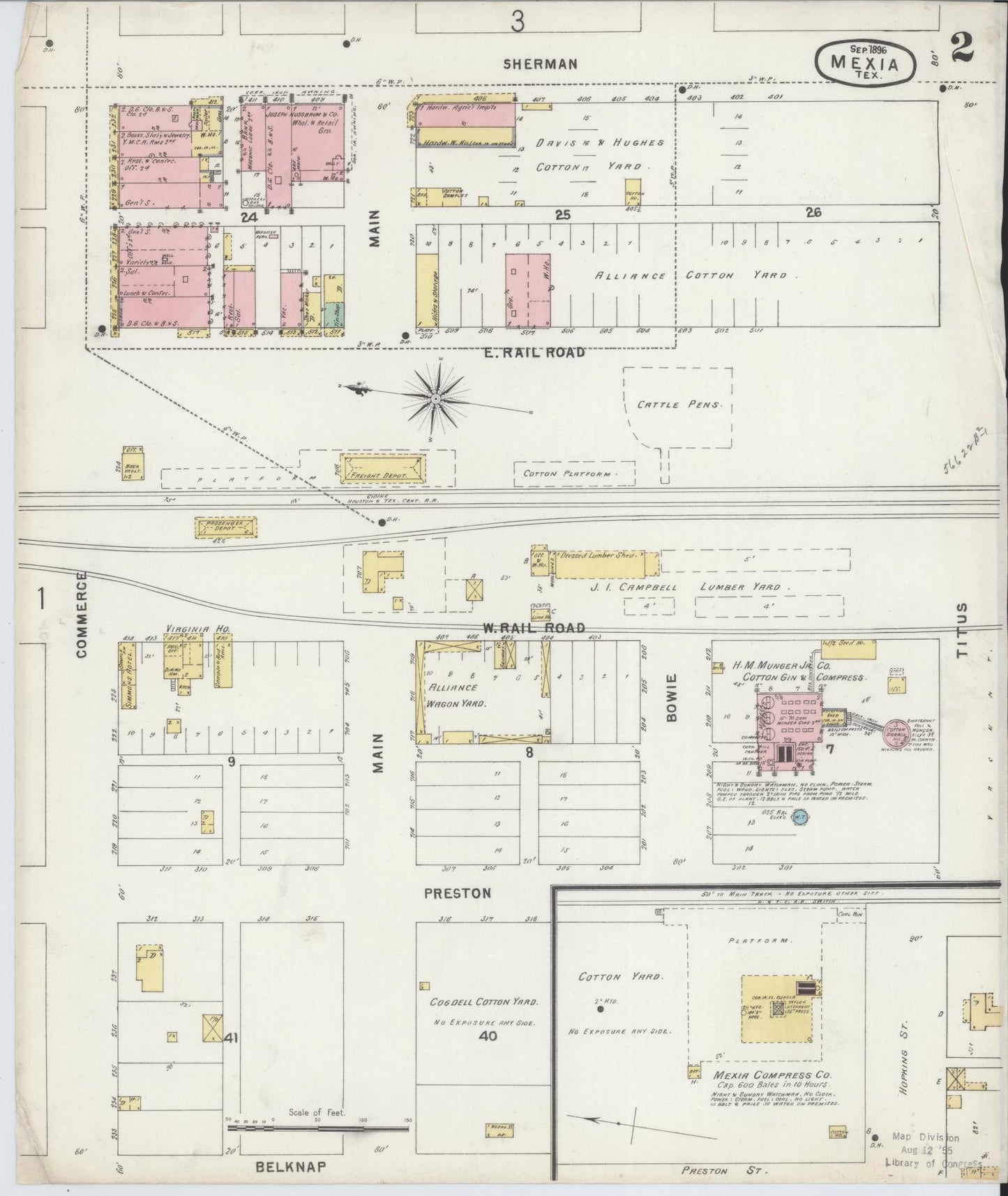 Sanborn Fire Insurance Map from Mexia, Limestone County, Texas (1896), Sheet #0002 - Complete Map Set gallery image, historic Sanborn map, vintage wall art, Texas Texas