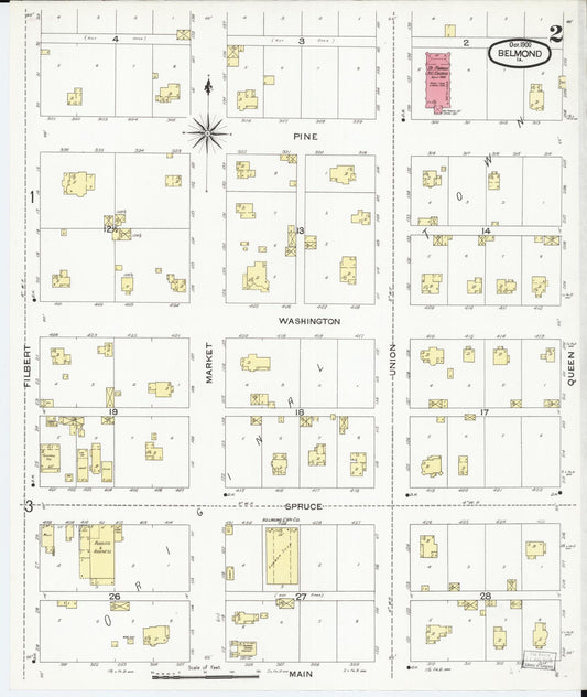 Sanborn Fire Insurance Map from Belmond, Wright County, Iowa (1900), Sheet #0002 - Historic Sanborn Fire Insurance Map Print, vintage old map wall art