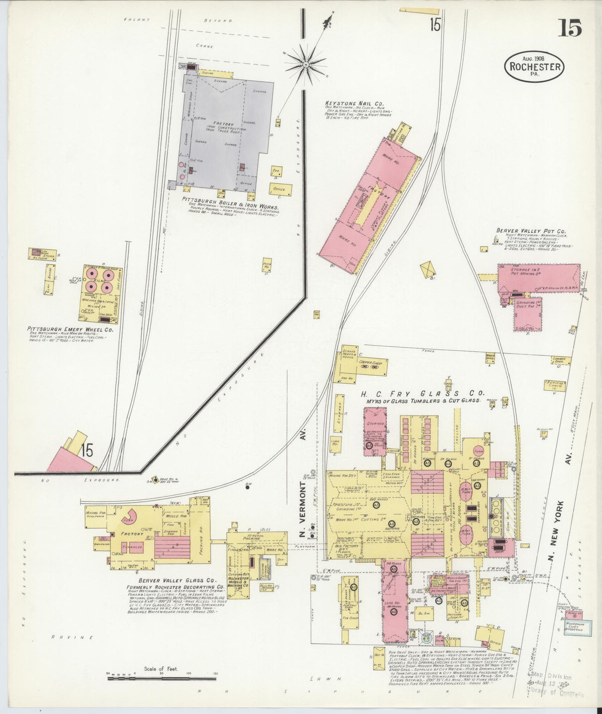 Sanborn Fire Insurance Map from Rochester, Beaver County, Pennsylvania (1908), Sheet #0015 - Complete Map Set gallery image, historic Sanborn map, vintage wall art, Pennsylvania Pennsylvania