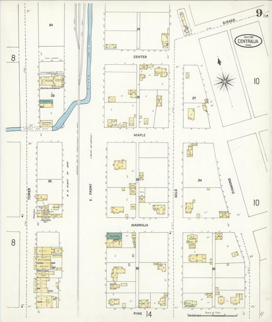Sanborn Fire Insurance Map from Centralia, Lewis County, Washington (1901), Sheet #0009 - Historic Sanborn Fire Insurance Map Print, vintage old map wall art, antique decor, genealogy gift, Washington Washington map