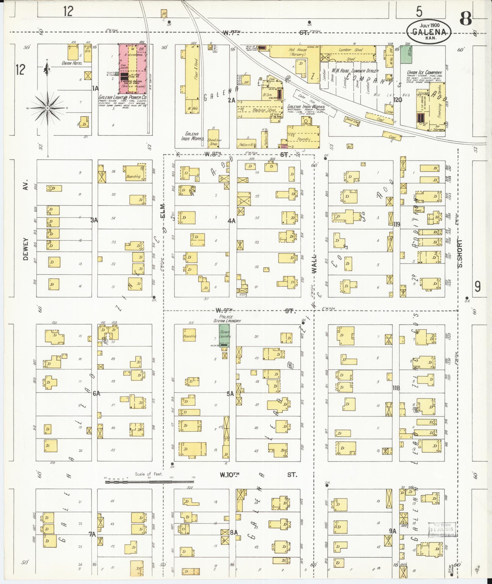 Sanborn Fire Insurance Map from Galena, Cherokee County, Kansas (1900), Sheet #0008 - Complete Map Set gallery image, historic Sanborn map, vintage wall art, Kansas Kansas