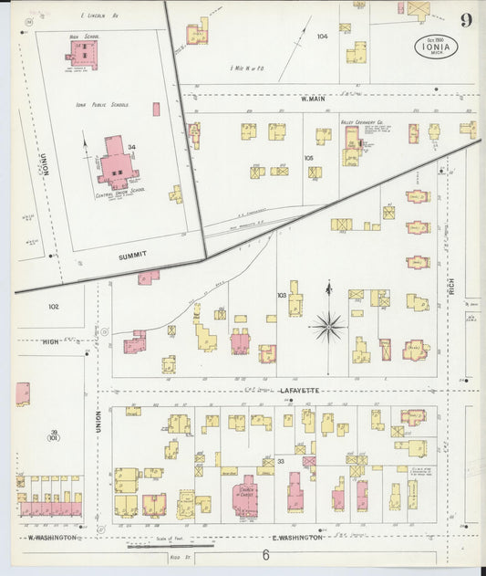 Sanborn Fire Insurance Map from Ionia, Ionia County, Michigan (1900), Sheet #0009 - Historic Sanborn Fire Insurance Map Print, vintage old map wall art, antique decor, genealogy gift, Michigan Michigan map