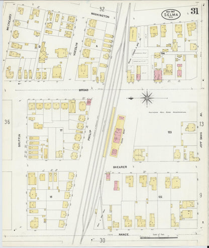 Sanborn Fire Insurance Map from Selma, Dallas County, Alabama (1907), Sheet #0031 - Complete Map Set gallery image, historic Sanborn map, vintage wall art, Alabama Alabama