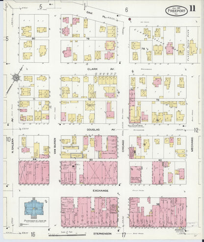 Sanborn Fire Insurance Map from Freeport, Stephenson County, Illinois (1910), Sheet #0011 - Complete Map Set gallery image, historic Sanborn map, vintage wall art, Illinois Illinois