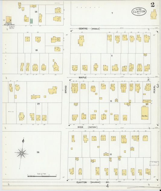 Sanborn Fire Insurance Map from Clayton, Gloucester County, New Jersey (1900), Sheet #0002 - Historic Sanborn Fire Insurance Map Print, vintage old map wall art, antique decor, genealogy gift, New Jersey New Jersey map