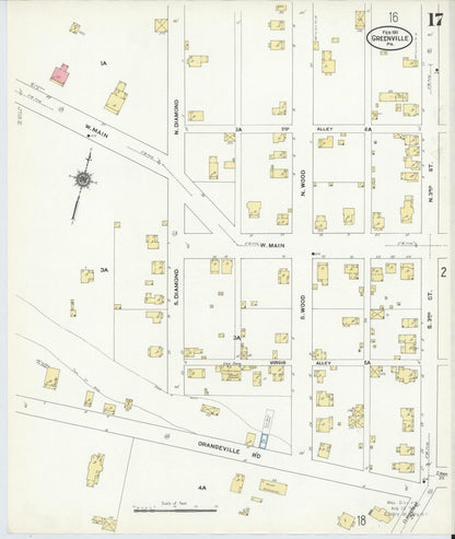 Sanborn Fire Insurance Map from Greenville, Mercer County, Pennsylvania (1911), Sheet #0017 - Historic Sanborn Fire Insurance Map Print, vintage old map wall art, antique decor, genealogy gift, Pennsylvania Pennsylvania map