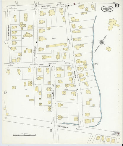 Sanborn Fire Insurance Map from Woburn, Middlesex County, Massachusetts (1910), Sheet #0010 - Complete Map Set gallery image, historic Sanborn map, vintage wall art, Massachusetts Massachusetts
