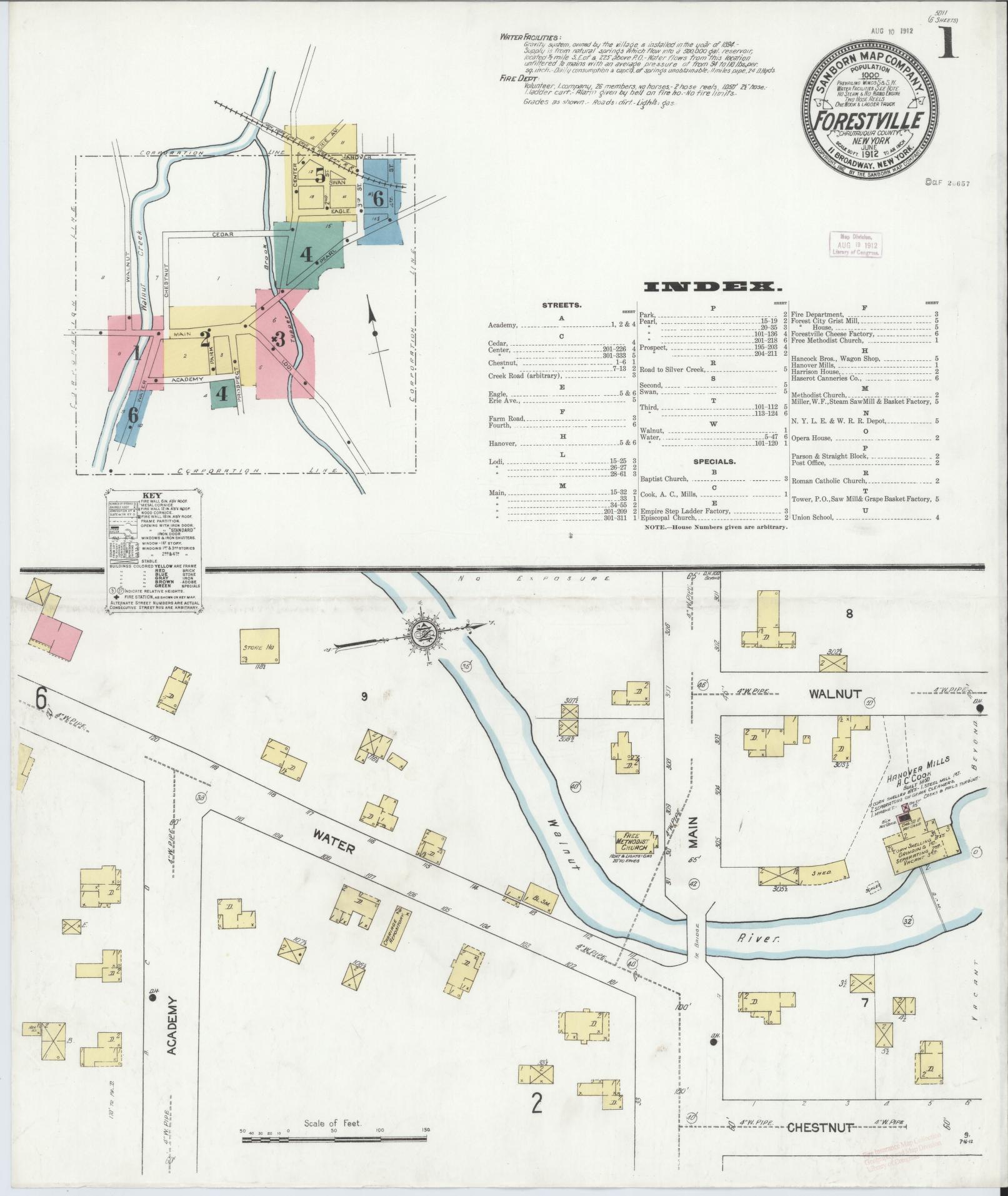 Sanborn Fire Insurance Map from Forestville, Chautauqua County, New York. (1912) – Historic Sanborn Fire Insurance Map Print
