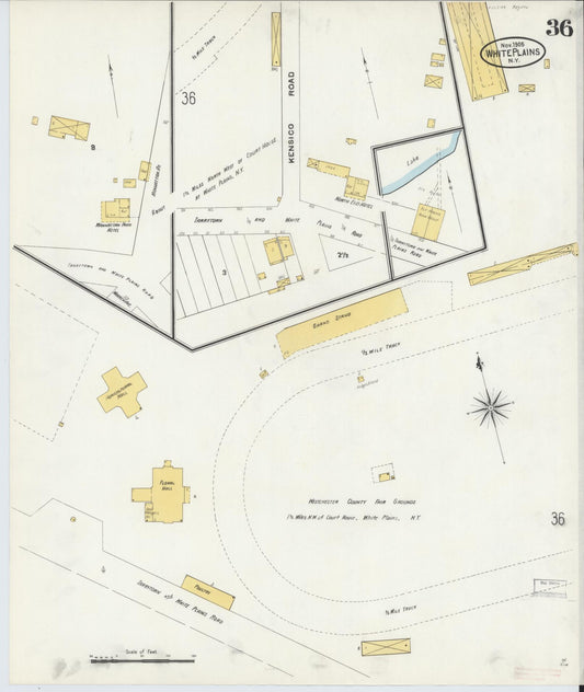 Sanborn Fire Insurance Map from White Plains, Westchester County, New York (1905), Sheet #0036 - Historic Sanborn Fire Insurance Map Print, vintage old map wall art, antique decor, genealogy gift, New York New York map
