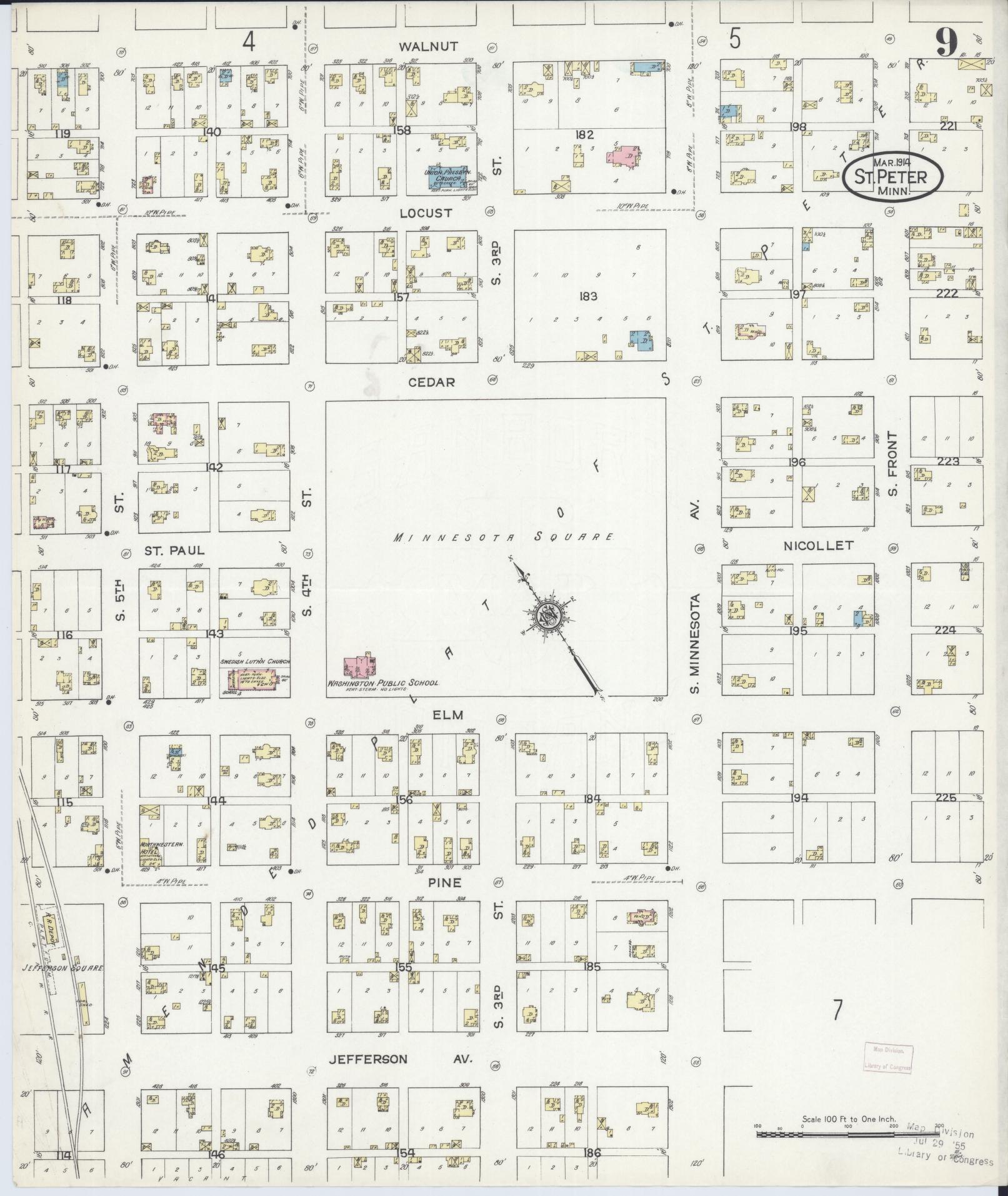 Sanborn Fire Insurance Map from Saint Peter, Nicollet County, Minnesota (1914), Sheet #0009 - Complete Map Set gallery image, historic Sanborn map, vintage wall art, Minnesota Minnesota