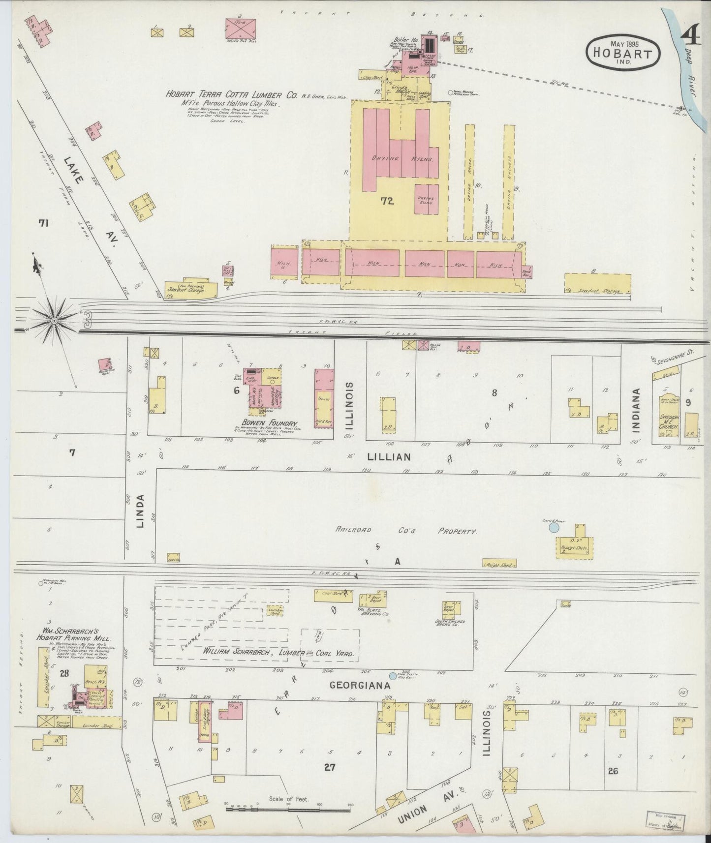Sanborn Fire Insurance Map from Hobart, Lake County, Indiana (1895), Sheet #0004 - Complete Map Set gallery image, historic Sanborn map, vintage wall art, Indiana Indiana