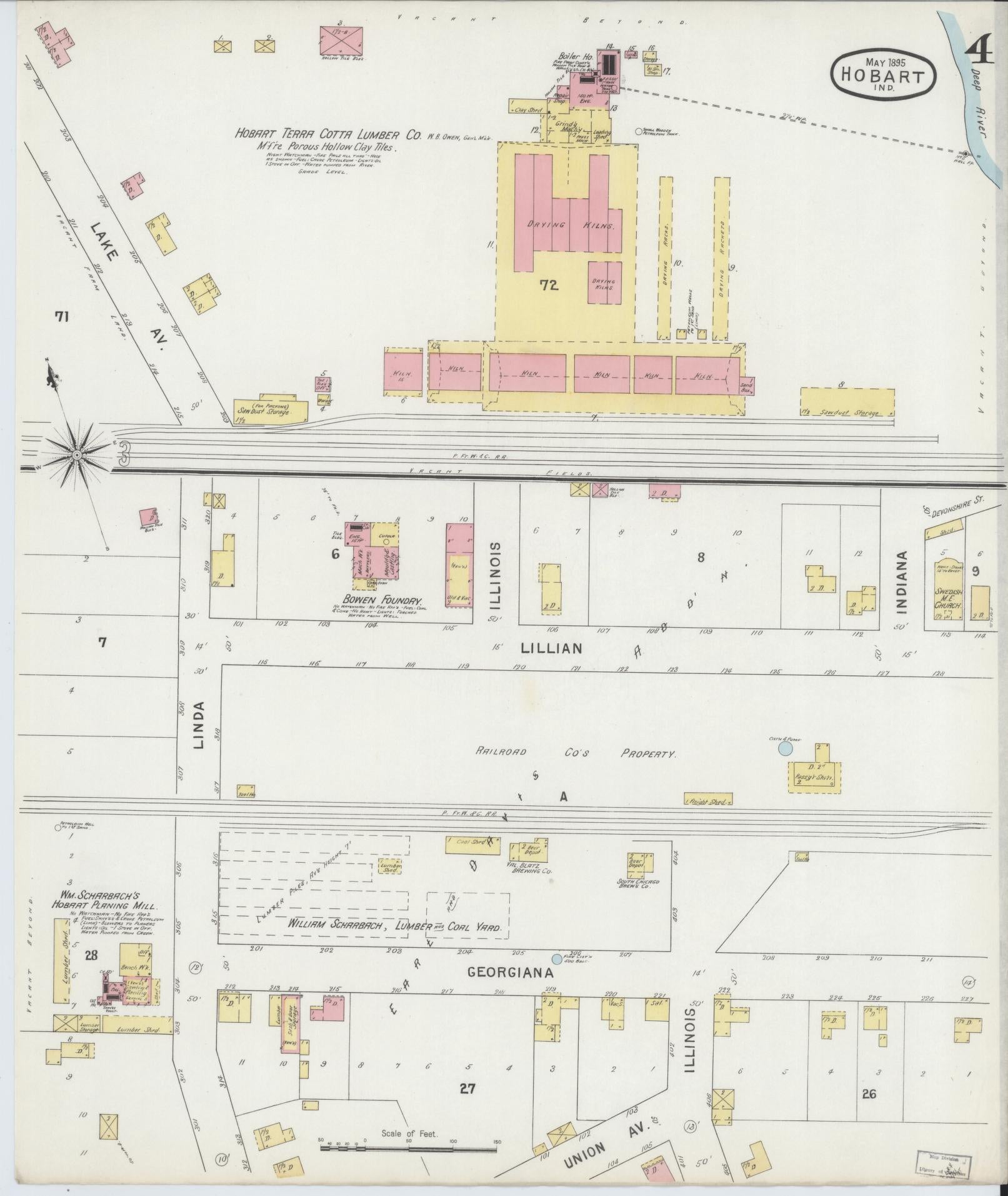 Sanborn Fire Insurance Map from Hobart, Lake County, Indiana (1895), Sheet #0004 - Complete Map Set gallery image, historic Sanborn map, vintage wall art, Indiana Indiana